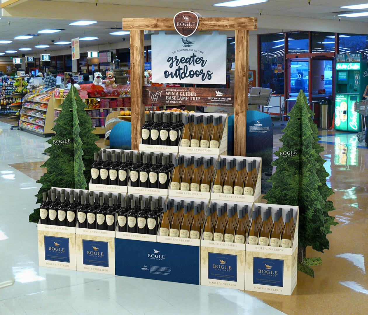 Wine displays discount in grocery stores